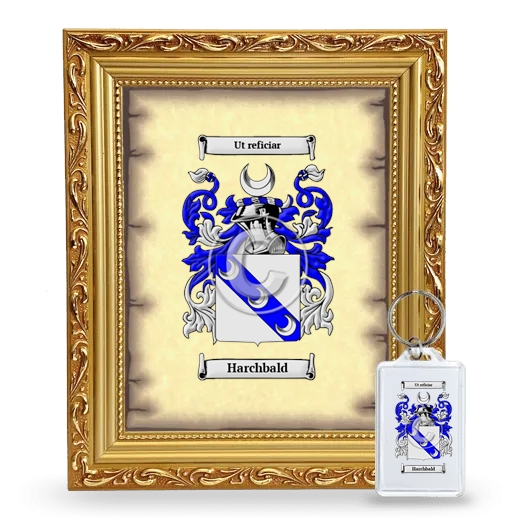 Harchbald Framed Coat of Arms and Keychain - Gold