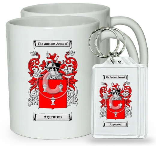 Argenton Pair of Coffee Mugs and Pair of Keychains