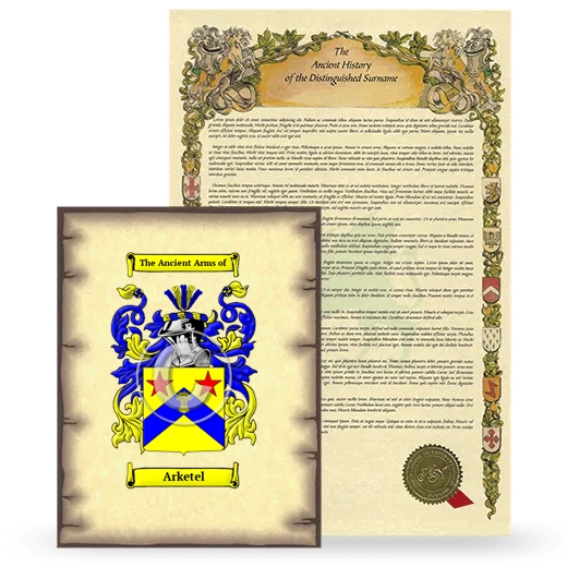 Arketel Coat of Arms and Surname History Package