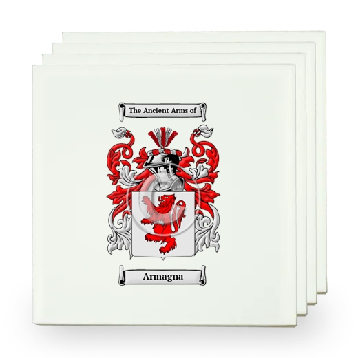 Armagna Set of Four Small Tiles with Coat of Arms