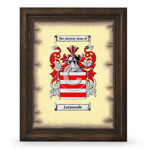 Larmande Coat of Arms Framed - Brown