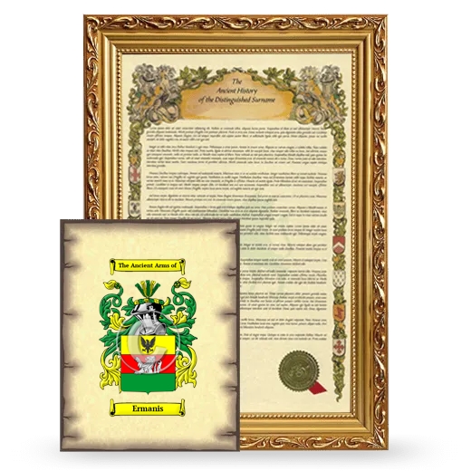 Ermanis Framed History and Coat of Arms Print - Gold