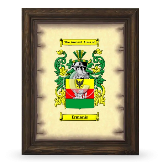 Ermanis Coat of Arms Framed - Brown