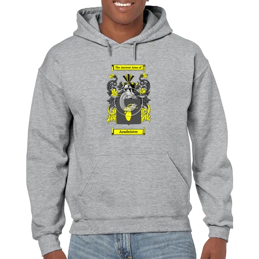 Armbrister Grey Unisex Coat of Arms Hooded Sweatshirt