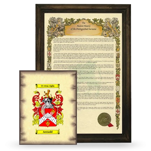 Aernold Framed History and Coat of Arms Print - Brown