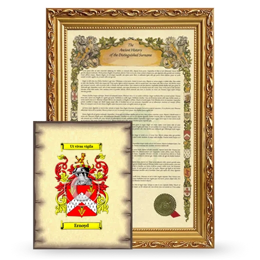 Ernoyd Framed History and Coat of Arms Print - Gold