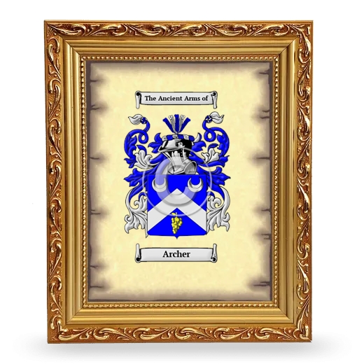 Archer Coat of Arms Framed - Gold