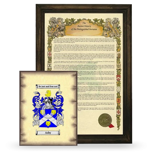 Asby Framed History and Coat of Arms Print - Brown