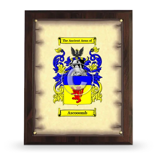 Ascooomb Coat of Arms Plaque