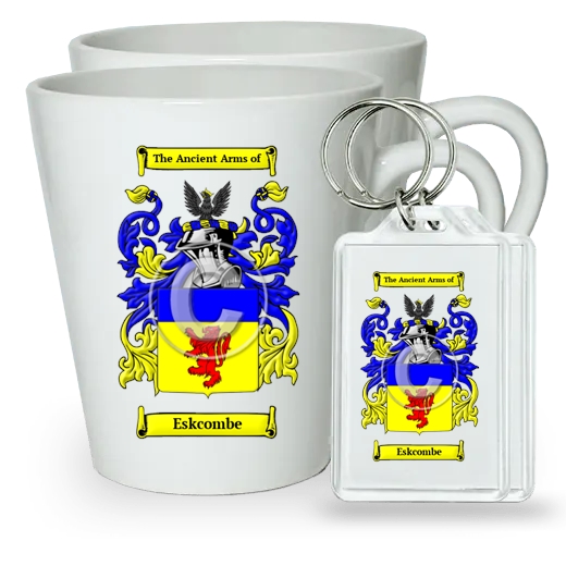 Eskcombe Pair of Latte Mugs and Pair of Keychains