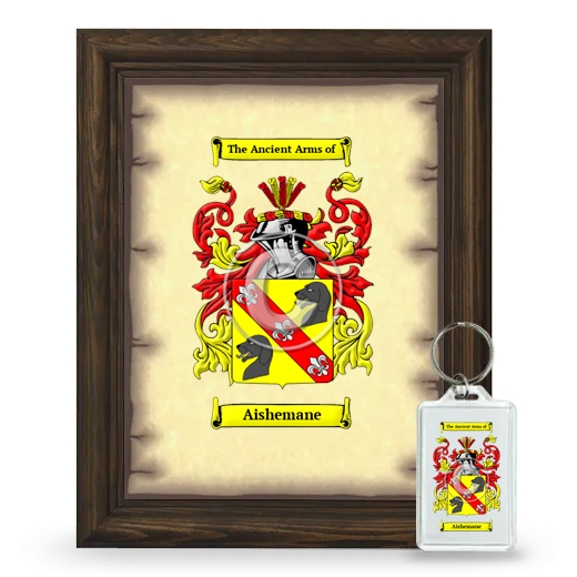 Aishemane Framed Coat of Arms and Keychain - Brown