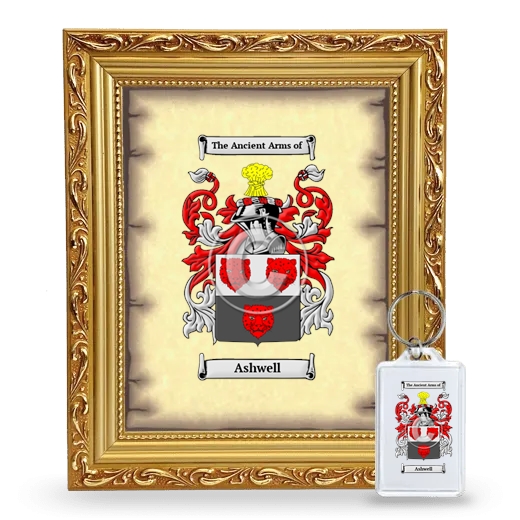Ashwell Framed Coat of Arms and Keychain - Gold