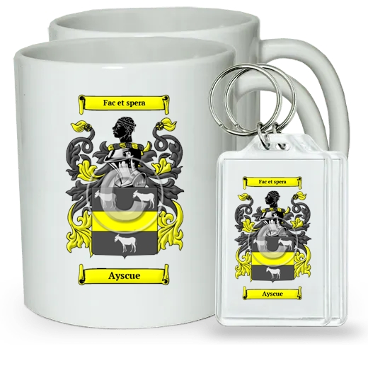 Ayscue Pair of Coffee Mugs and Pair of Keychains
