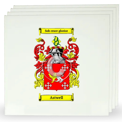 Astwell Set of Four Large Tiles with Coat of Arms