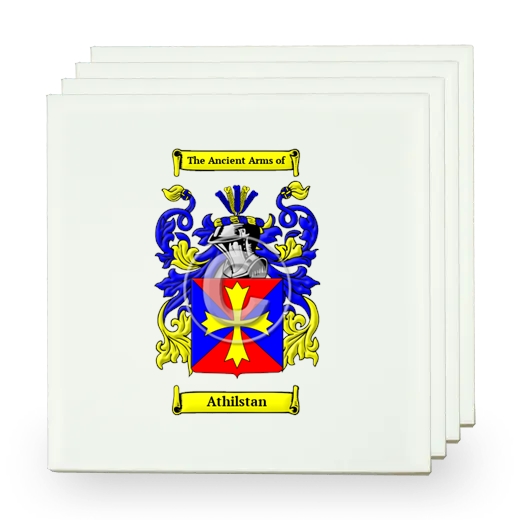 Athilstan Set of Four Small Tiles with Coat of Arms