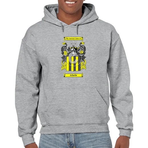 Athetle Grey Unisex Coat of Arms Hooded Sweatshirt