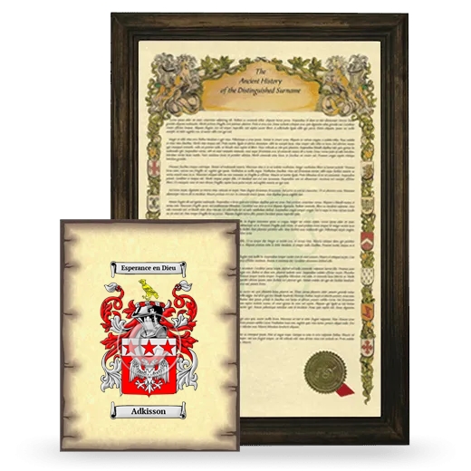 Adkisson Framed History and Coat of Arms Print - Brown