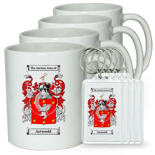 Astwoold Set of 4 Coffee Mugs and Keychains