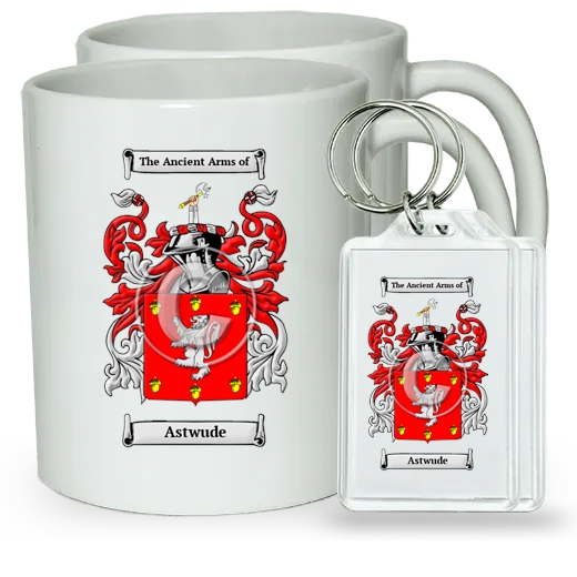 Astwude Pair of Coffee Mugs and Pair of Keychains