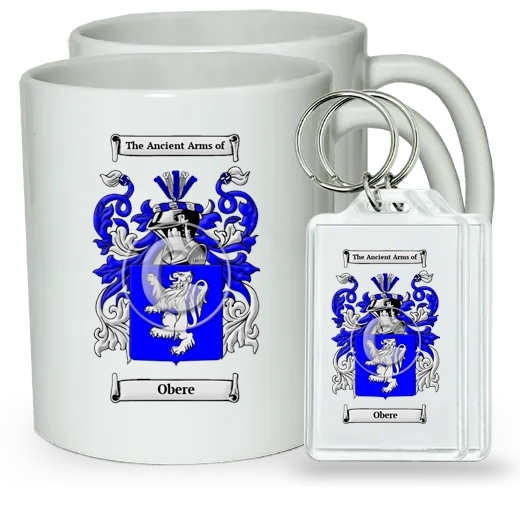 Obere Pair of Coffee Mugs and Pair of Keychains