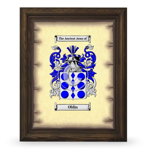 Oblin Coat of Arms Framed - Brown