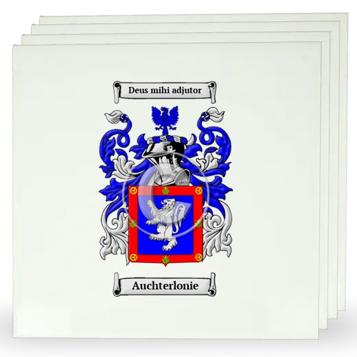 Auchterlonie Set of Four Large Tiles with Coat of Arms