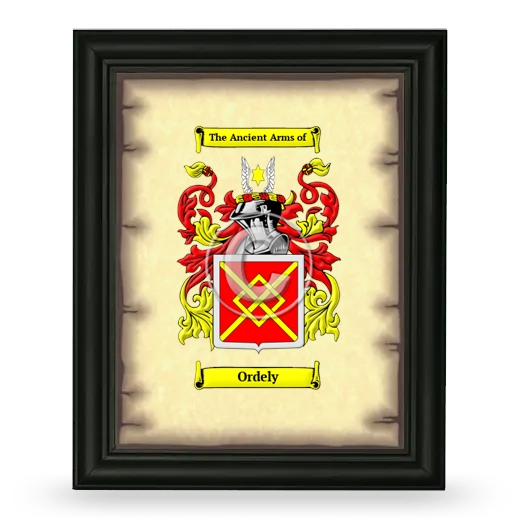 Ordely Coat of Arms Framed - Black