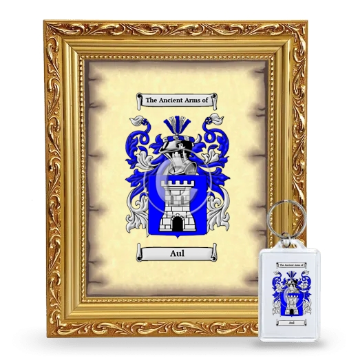 Aul Framed Coat of Arms and Keychain - Gold