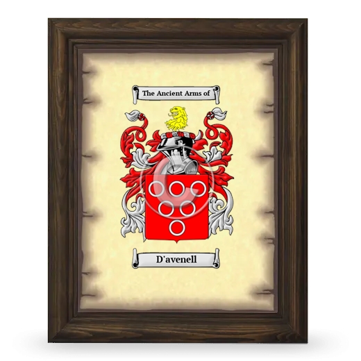 D'avenell Coat of Arms Framed - Brown