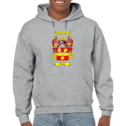 Uveray Grey Unisex Coat of Arms Hooded Sweatshirt