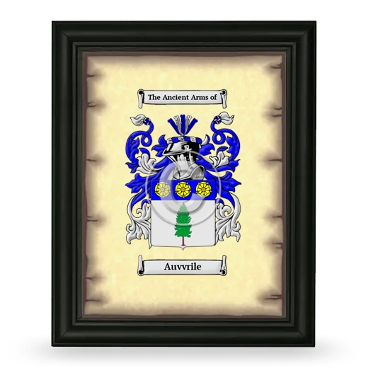 Auvvrile Coat of Arms Framed - Black