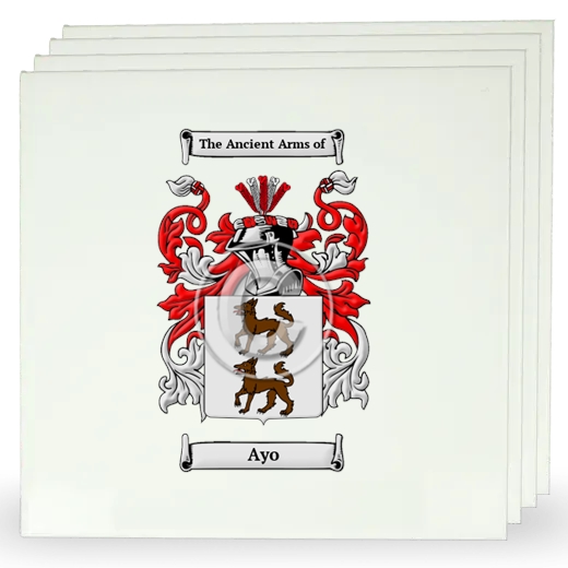 Ayo Set of Four Large Tiles with Coat of Arms