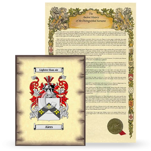 Aiers Coat of Arms and Surname History Package