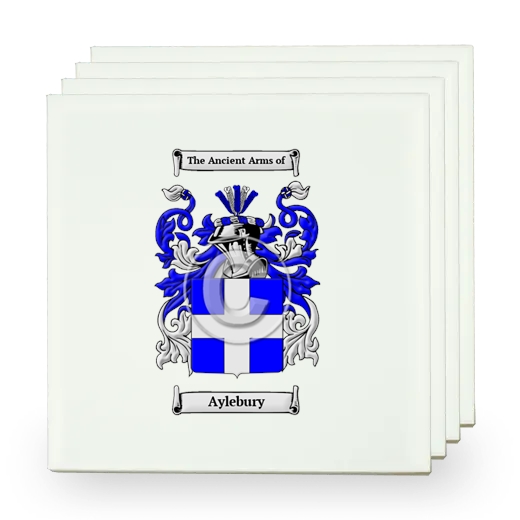 Aylebury Set of Four Small Tiles with Coat of Arms