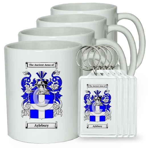 Aylebury Set of 4 Coffee Mugs and Keychains