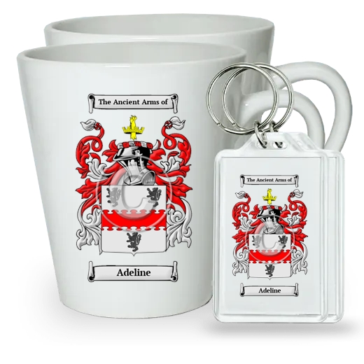 Adeline Pair of Latte Mugs and Pair of Keychains