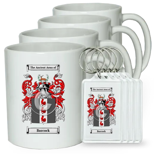Barcock Set of 4 Coffee Mugs and Keychains