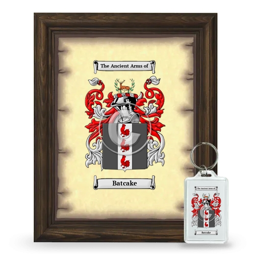 Batcake Framed Coat of Arms and Keychain - Brown