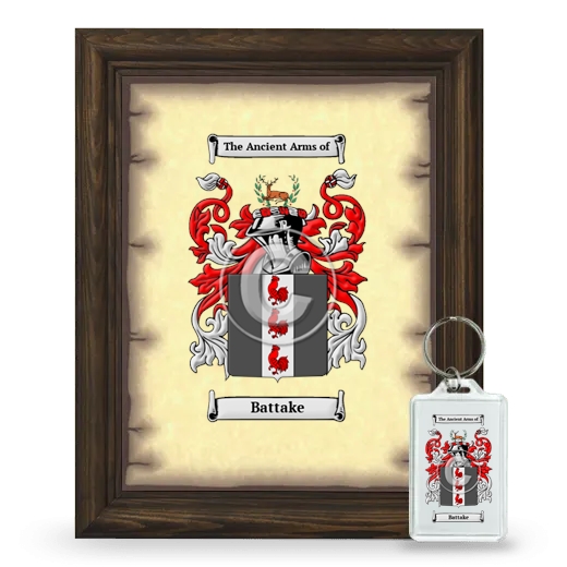Battake Framed Coat of Arms and Keychain - Brown