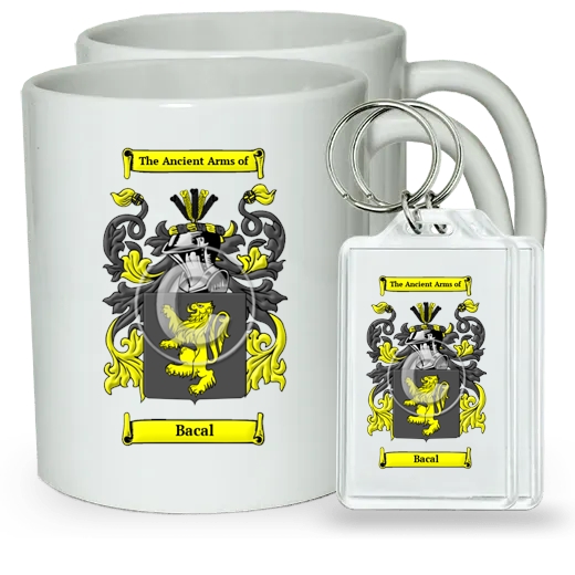 Bacal Pair of Coffee Mugs and Pair of Keychains