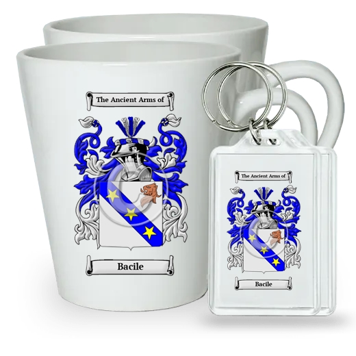 Bacile Pair of Latte Mugs and Pair of Keychains