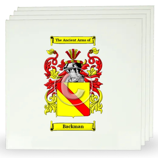 Backman Set of Four Large Tiles with Coat of Arms
