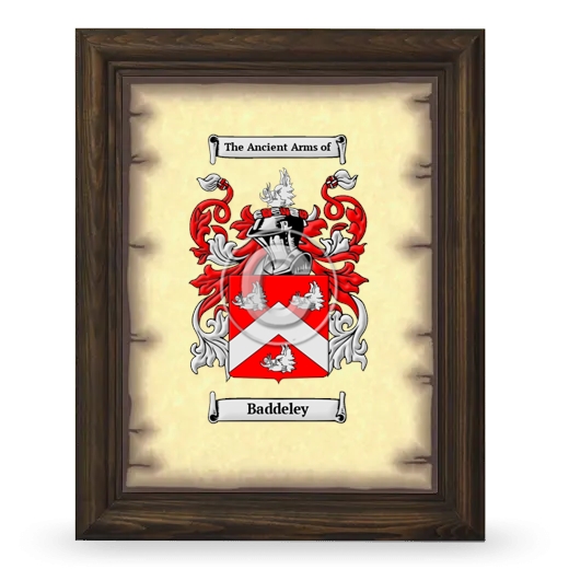 Baddeley Coat of Arms Framed - Brown