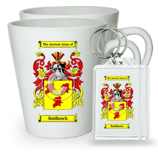 Baidinoch Pair of Latte Mugs and Pair of Keychains