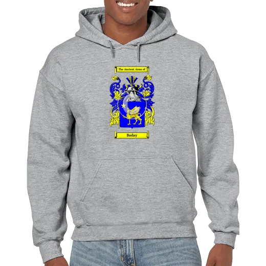 Baday Grey Unisex Coat of Arms Hooded Sweatshirt