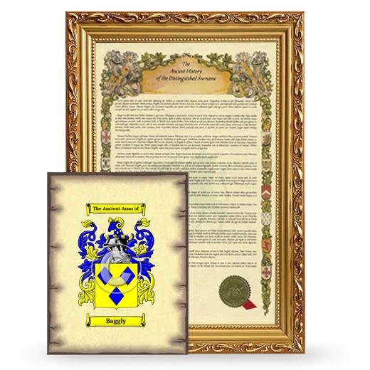 Baggly Framed History and Coat of Arms Print - Gold