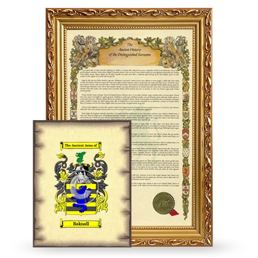 Baknall Framed History and Coat of Arms Print - Gold
