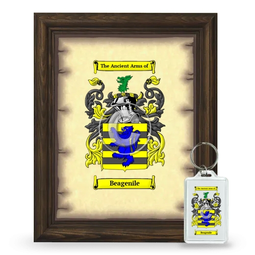 Beagenile Framed Coat of Arms and Keychain - Brown