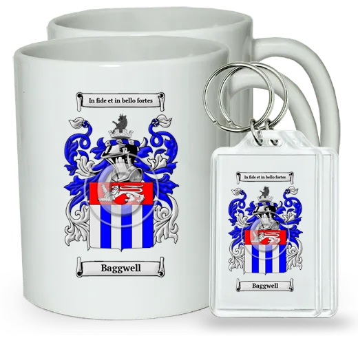 Baggwell Pair of Coffee Mugs and Pair of Keychains