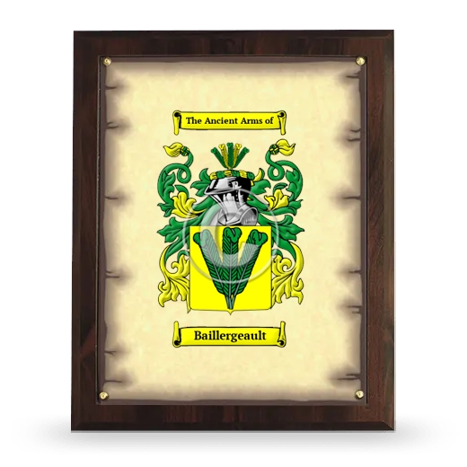 Baillergeault Coat of Arms Plaque